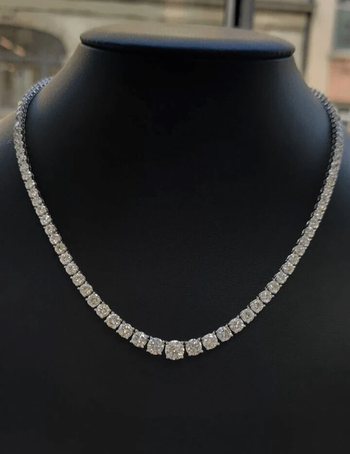 15.50Ct Round Lab Grown Diamond Graduated Necklace in Hallmarked 9k White Gold - D/VVS - Image 5