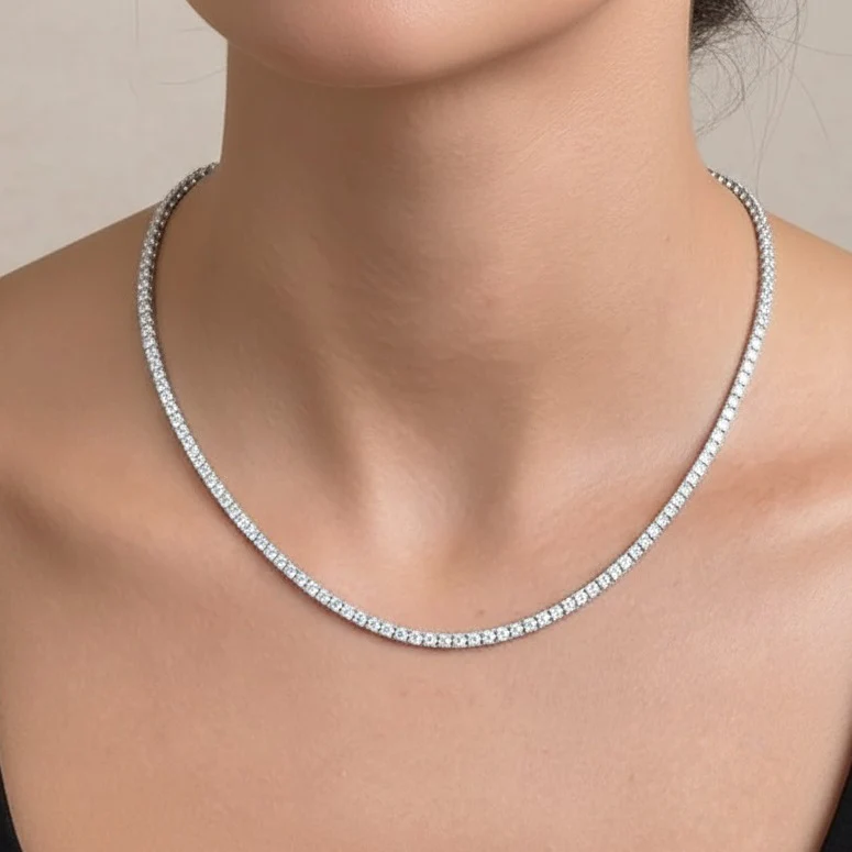 18ct Round Lab Diamond Tennis Necklace – 9K Gold, D/VVS - Image 2