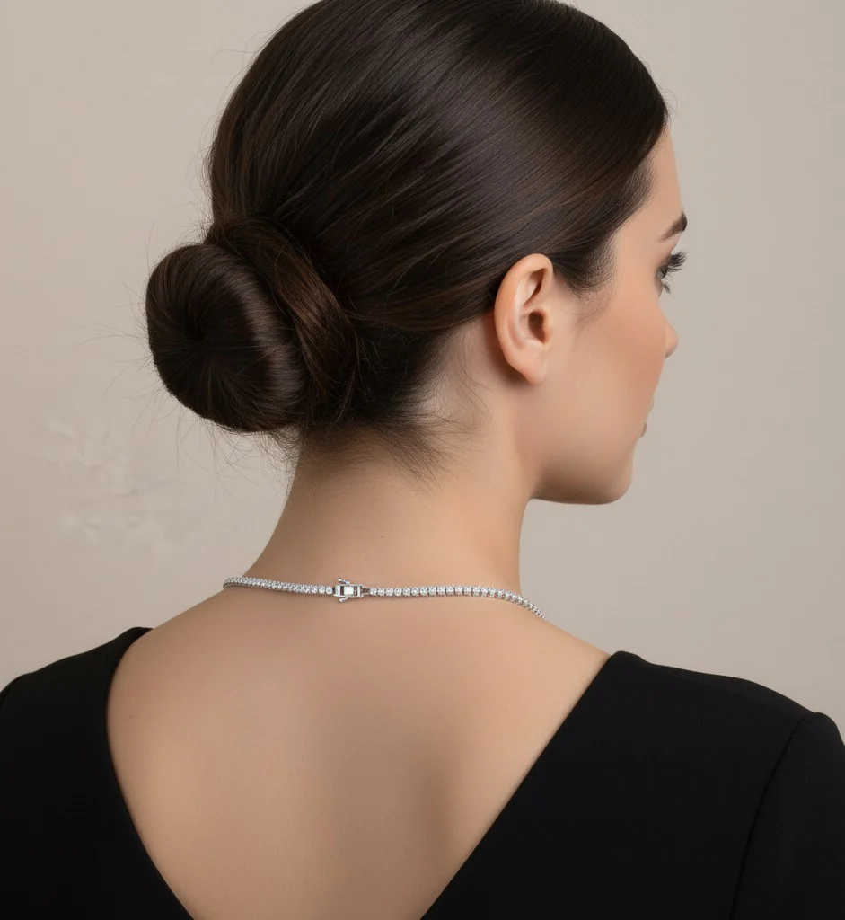 18ct Round Lab Diamond Tennis Necklace – 9K Gold, D/VVS - Image 3