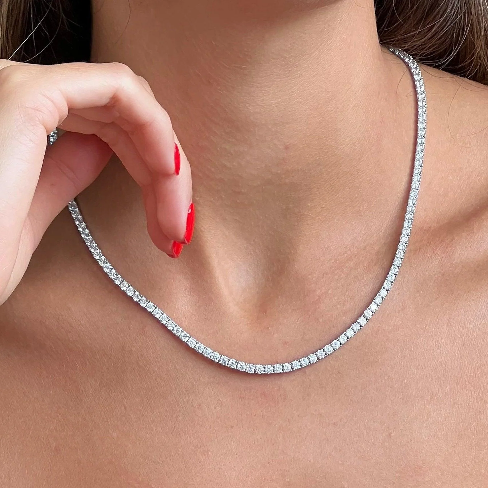 18ct Round Lab Diamond Tennis Necklace – 9K Gold, D/VVS - Image 6