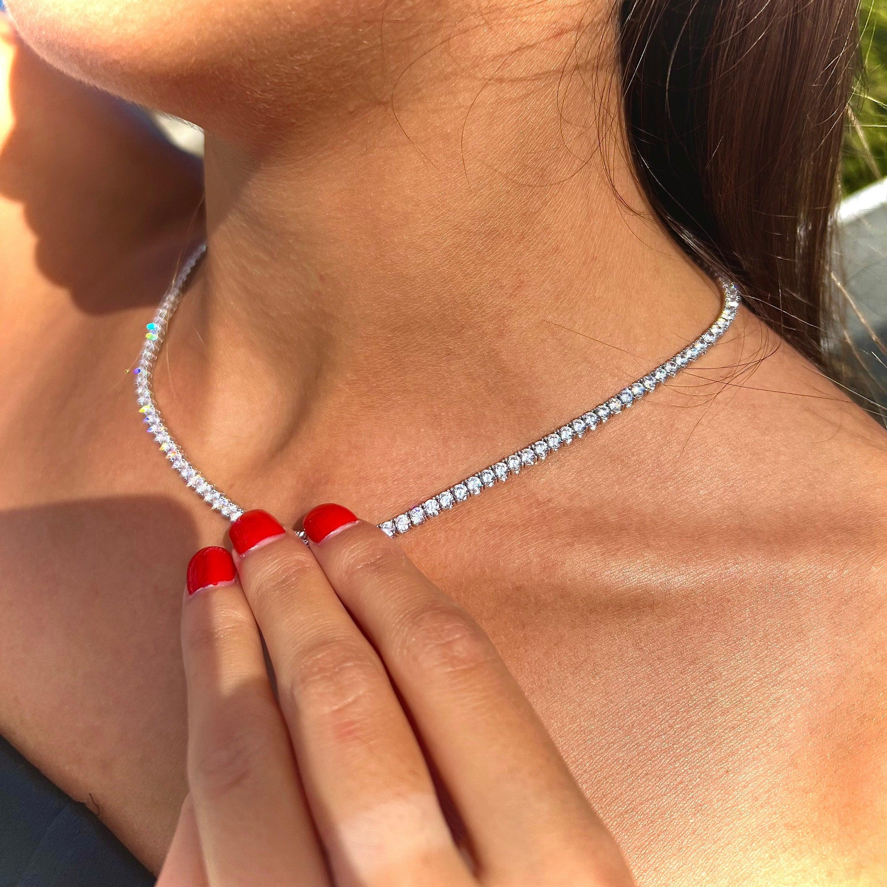 18ct Round Lab Diamond Tennis Necklace – 9K Gold, D/VVS - Image 7
