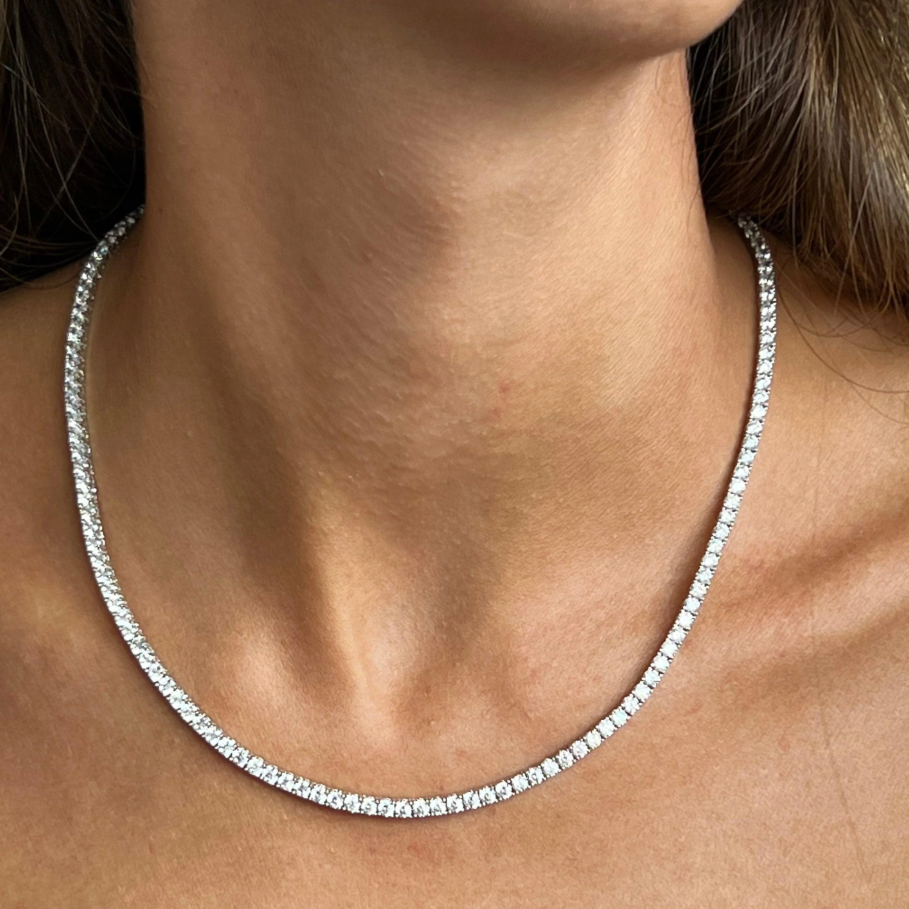 18ct Round Lab Diamond Tennis Necklace – 9K Gold, D/VVS - Image 8