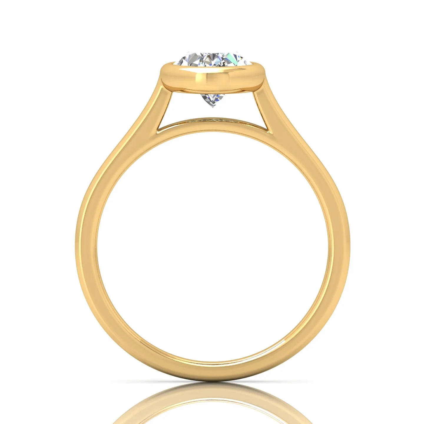18k Yellow Gold All Shape Comfort Fit Bezel Set Solitaire Engagement Ring - Image 11