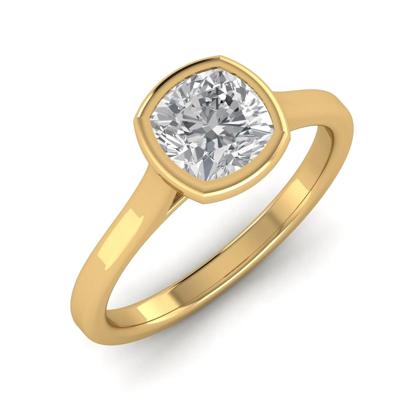 18k Yellow Gold All Shape Comfort Fit Bezel Set Solitaire Engagement Ring - Image 4