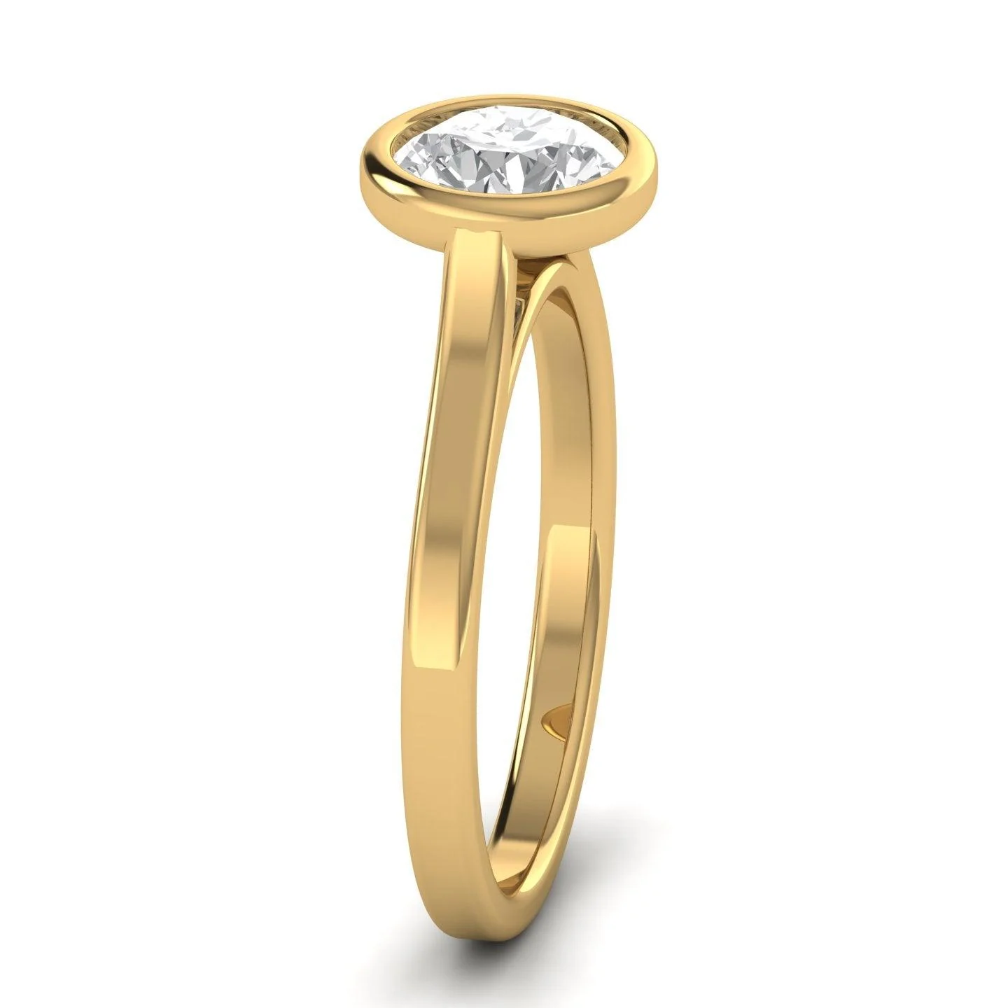 18k Yellow Gold All Shape Comfort Fit Bezel Set Solitaire Engagement Ring - Image 8