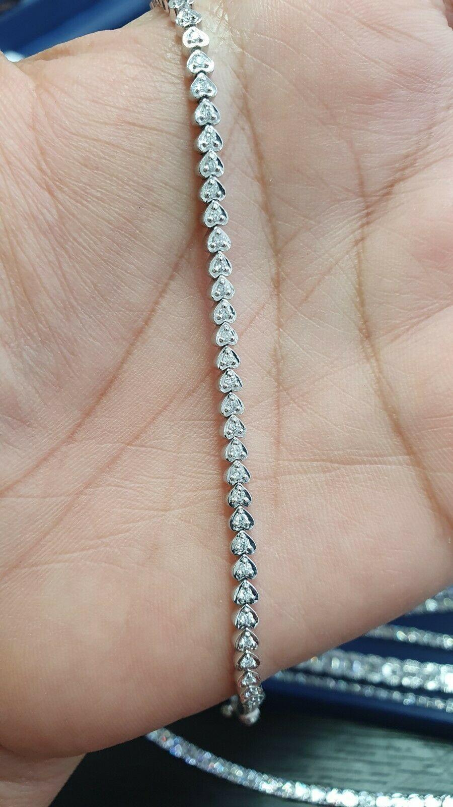 1Ct Heart Shape Round Diamond designer Tennis Bracelet in White gold - Image 3