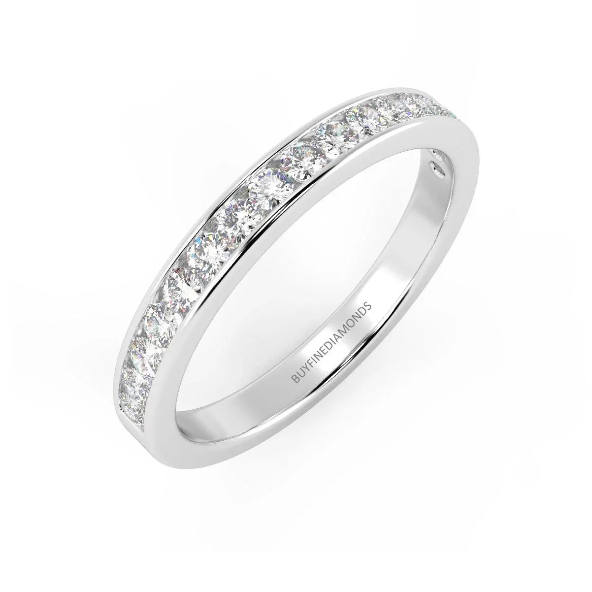F/VS Channel Set Round Diamond Half Eternity Ring in Platinum/18K Gold