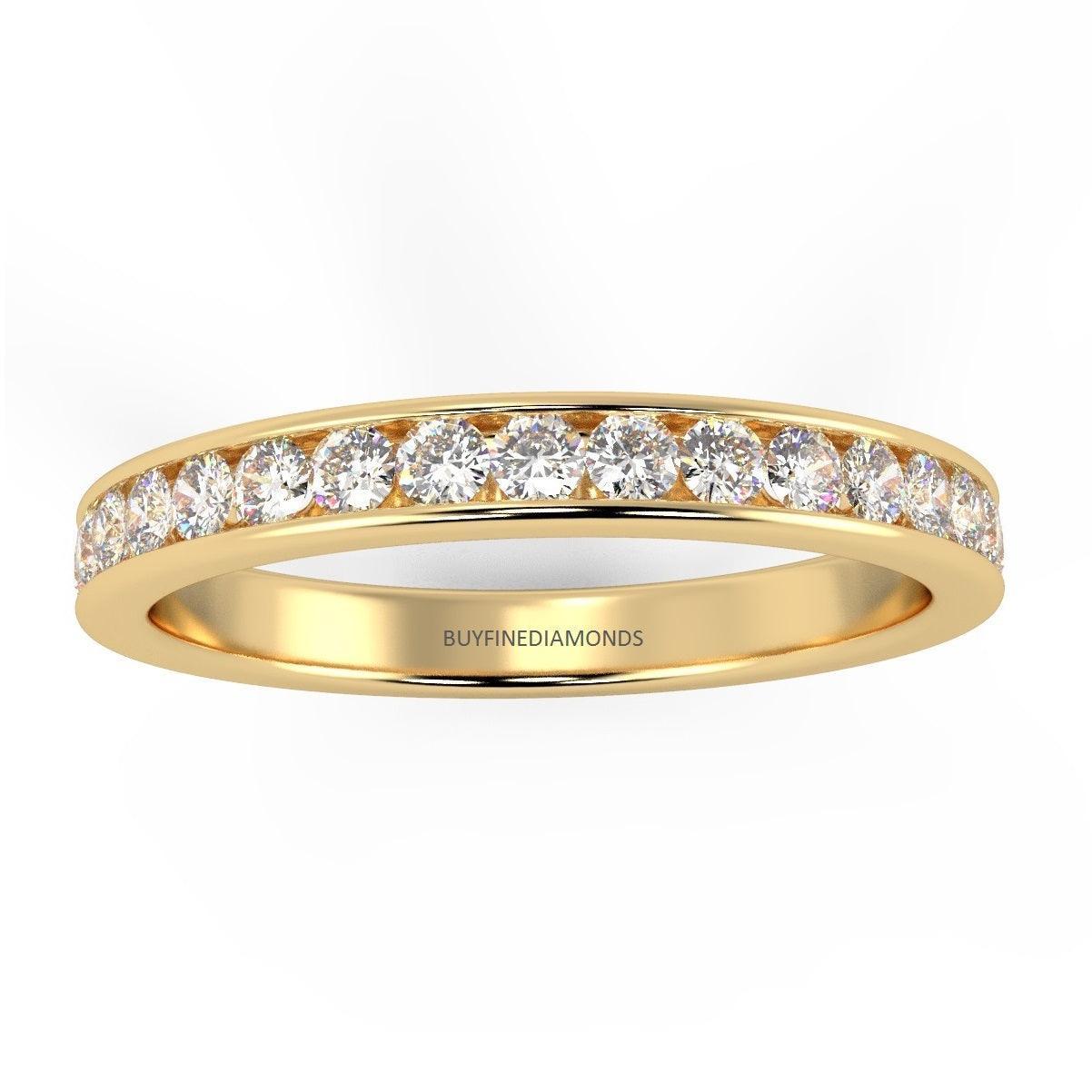 F/VS Channel Set Round Diamond Half Eternity Ring in Platinum/18K Gold - Image 2