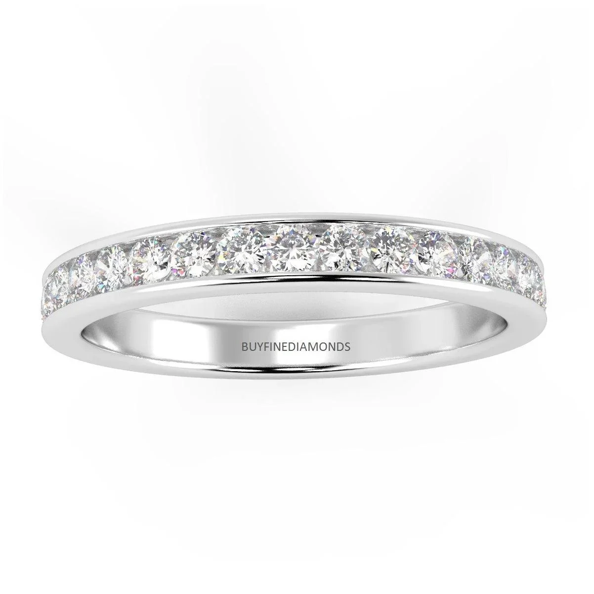 F/VS Channel Set Round Diamond Half Eternity Ring in Platinum/18K Gold - Image 3