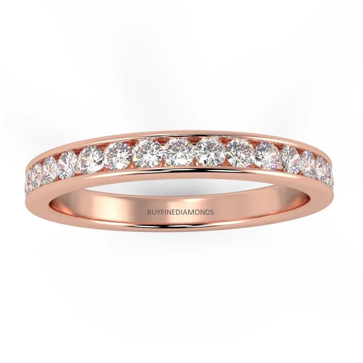 F/VS Channel Set Round Diamond Half Eternity Ring in Platinum/18K Gold - Image 4