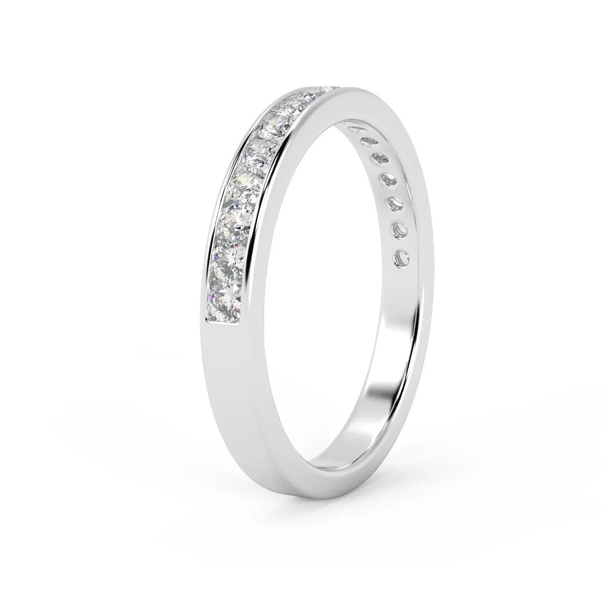 F/VS Channel Set Round Diamond Half Eternity Ring in Platinum/18K Gold - Image 5