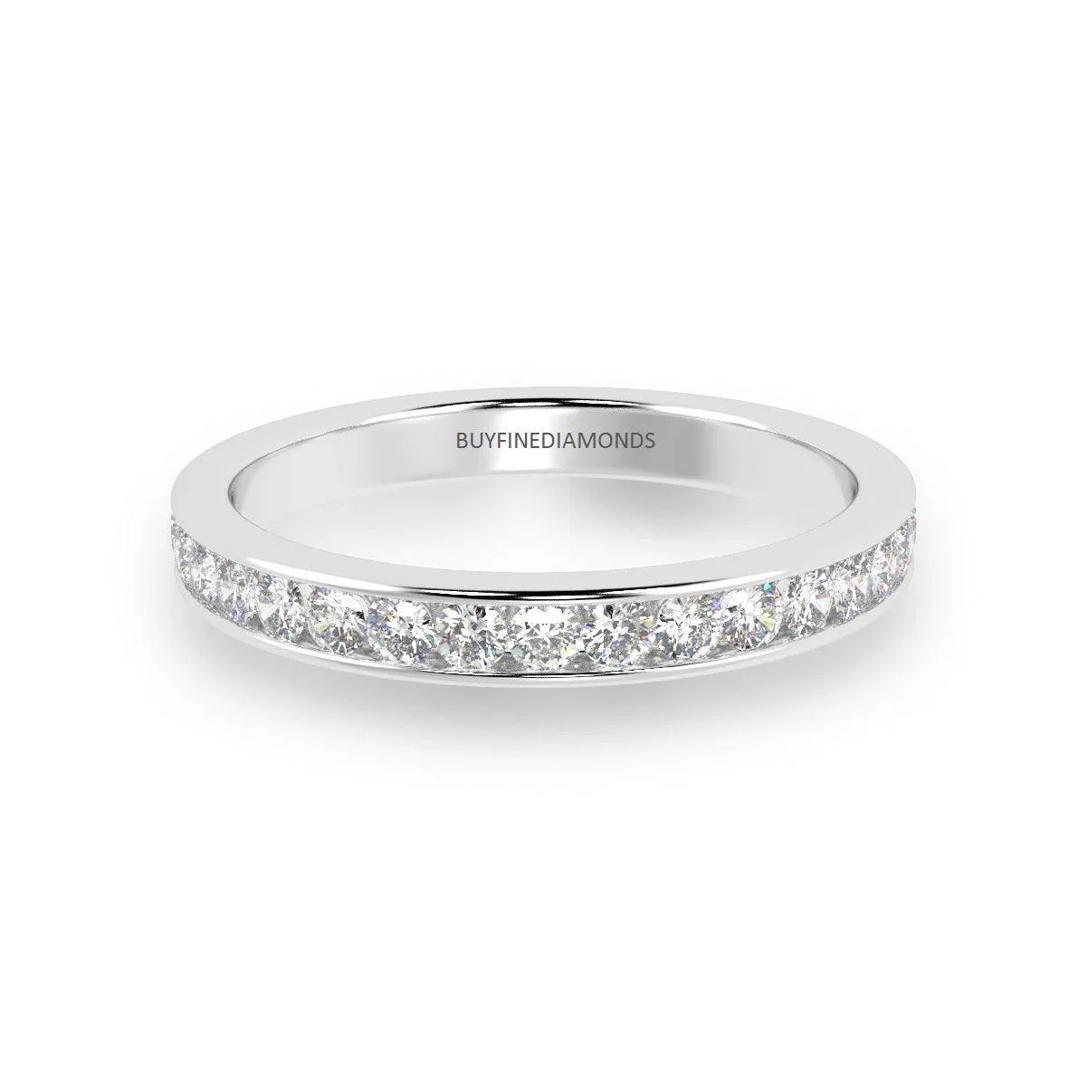 F/VS Channel Set Round Diamond Half Eternity Ring in Platinum/18K Gold - Image 6