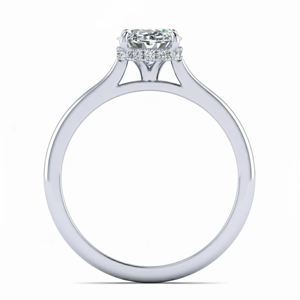 2.00 Carat D/VS Lab Grown Oval Diamond Hidden Halo Engagement Ring In Platinum - Image 3