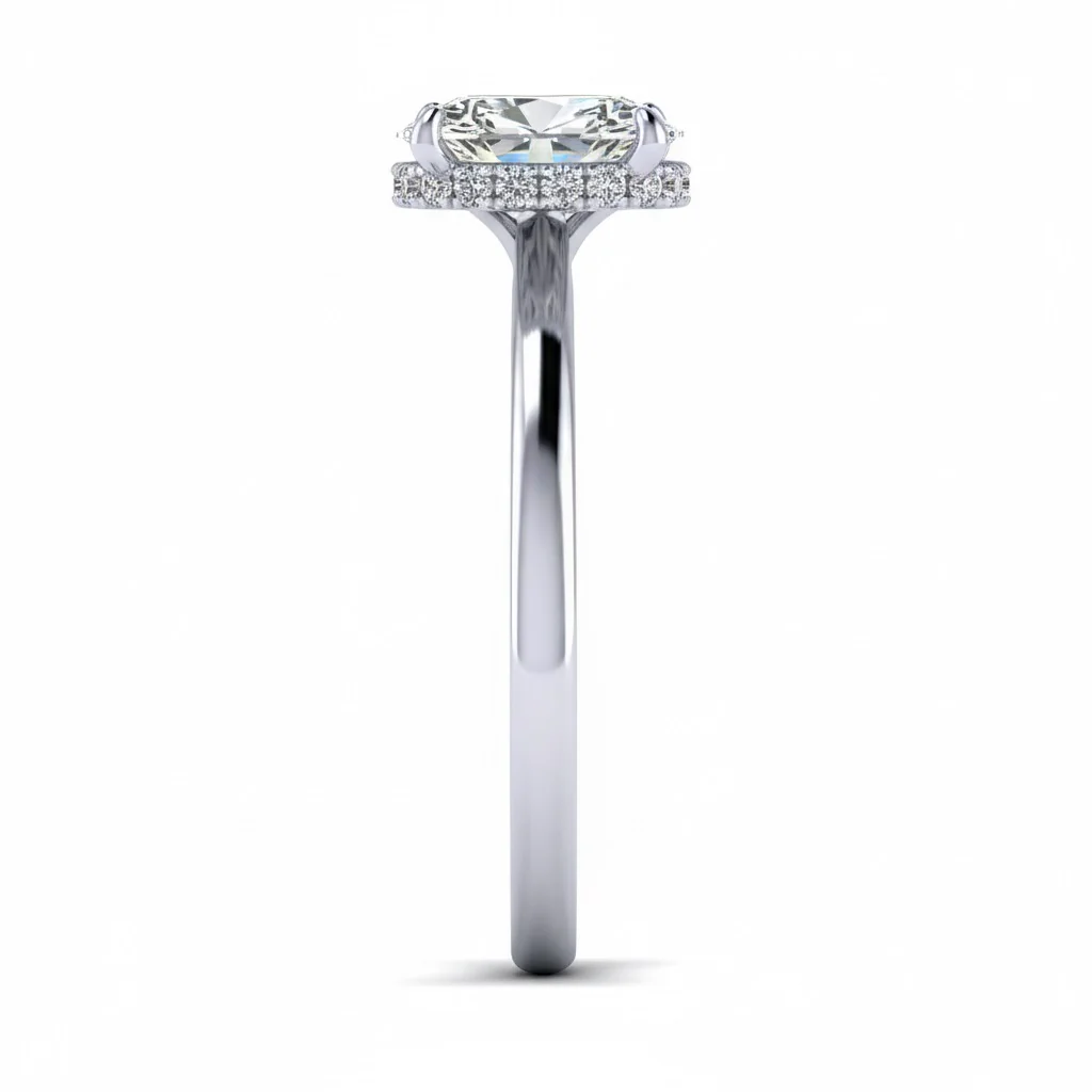 2.00 Carat D/VS Lab Grown Oval Diamond Hidden Halo Engagement Ring In Platinum - Image 4