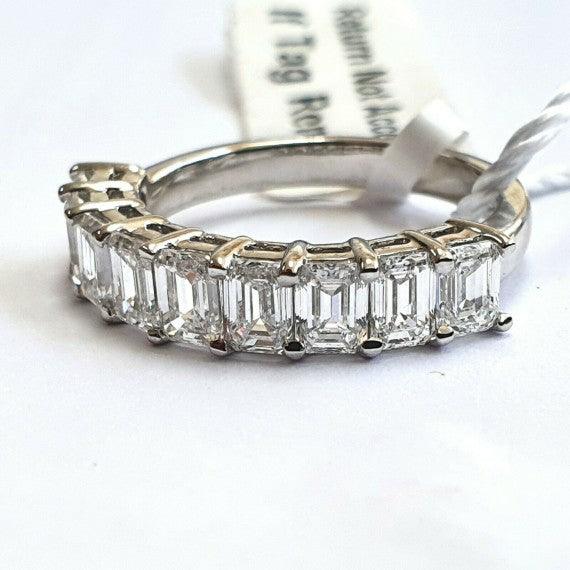 2.00 Ct Emerald Diamond Prong setting Half Eternity anniversary Ring, 950 Platinum - Image 2