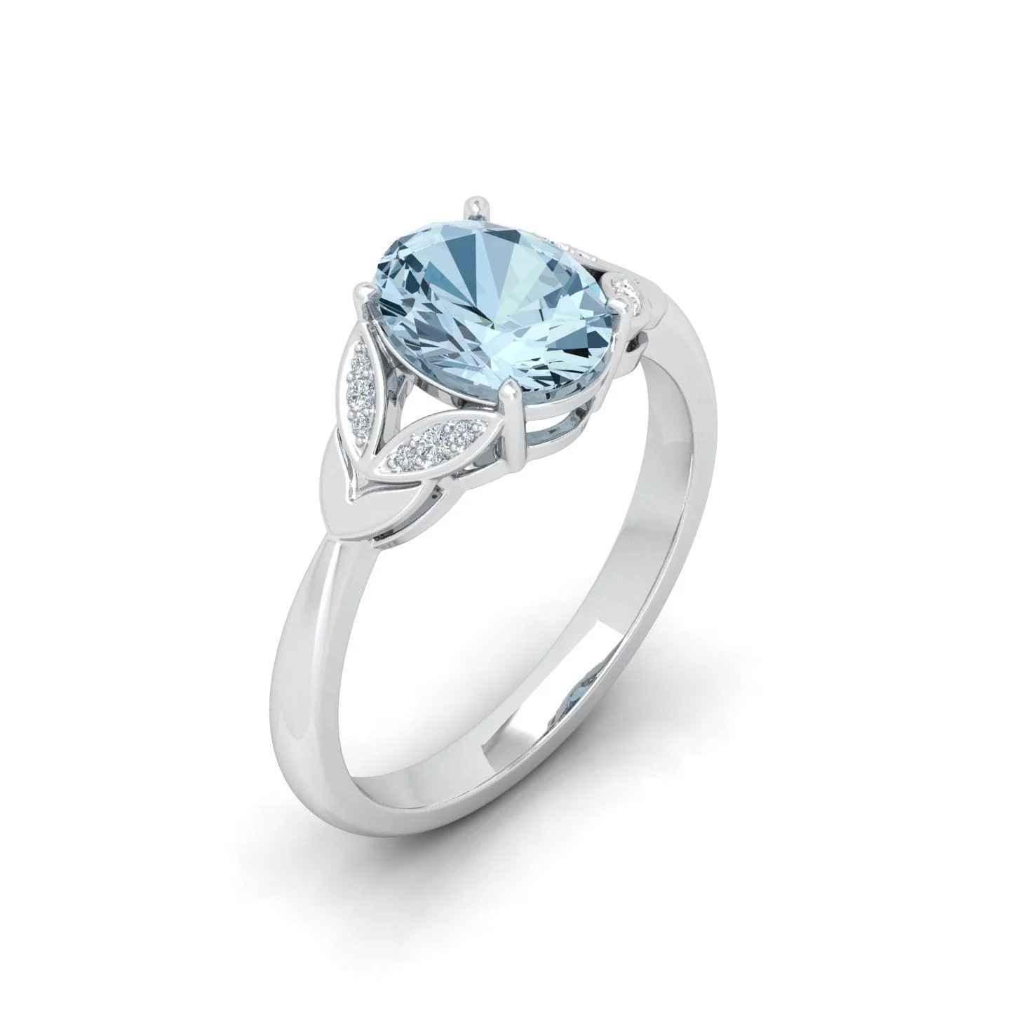2.00 Ct Natural Blue Aquamarine Diamond Designer Ring - amadadiamonds - Image 4