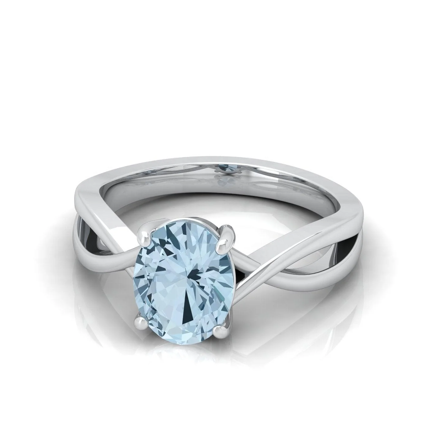 2.00 Ct Natural Sky Blue Aquamarine Diamond Twisted Designer Ring - amadadiamonds - Image 4