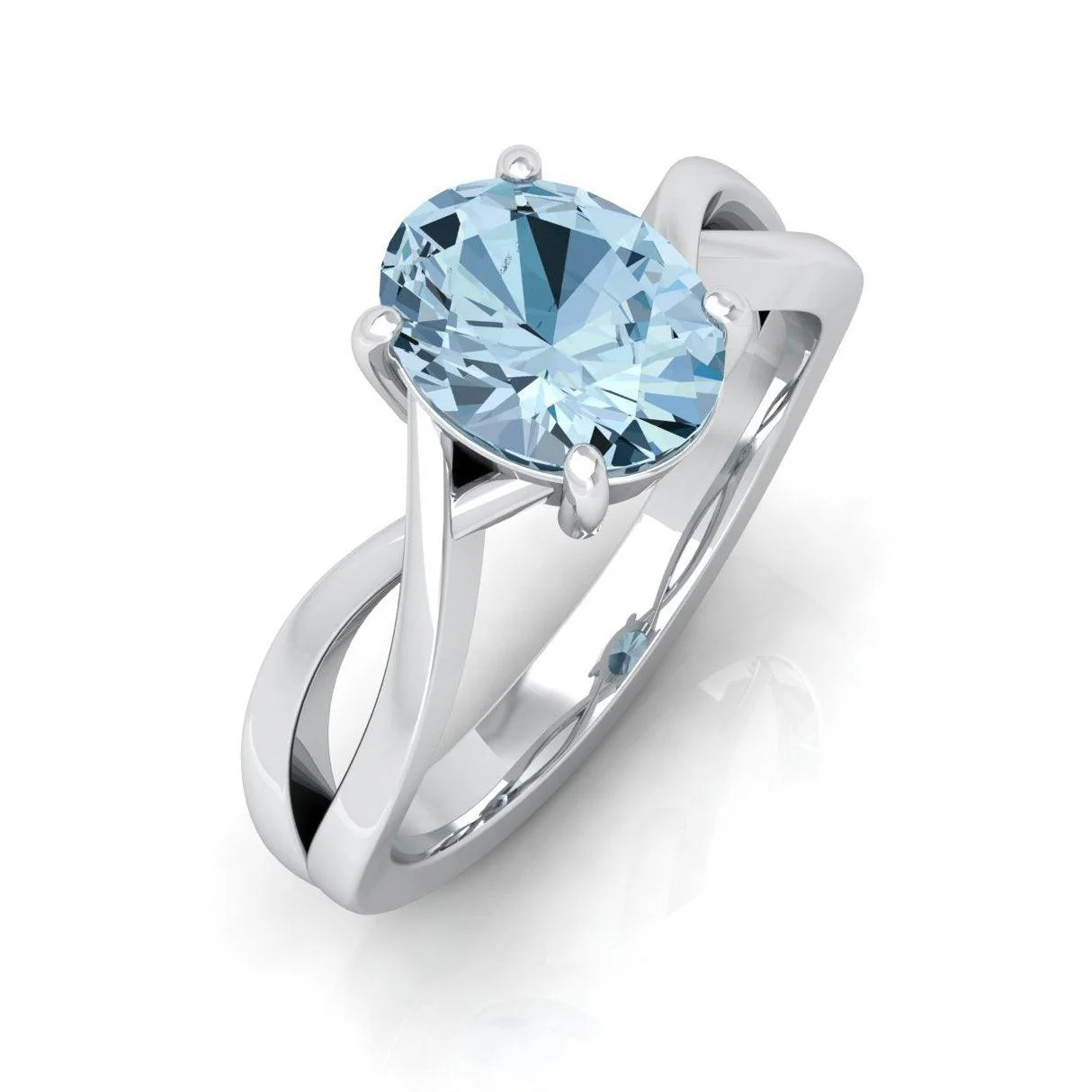 2.00 Ct Natural Sky Blue Aquamarine Diamond Twisted Designer Ring - amadadiamonds - Image 6