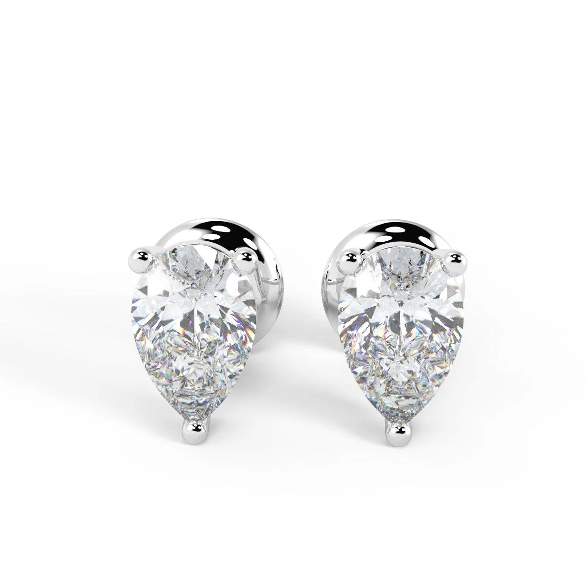 Best Quality D/VS Lab Grown Pear Diamond Stud Earrings in White Gold - 0.75Ct - 2.00ct - Image 3