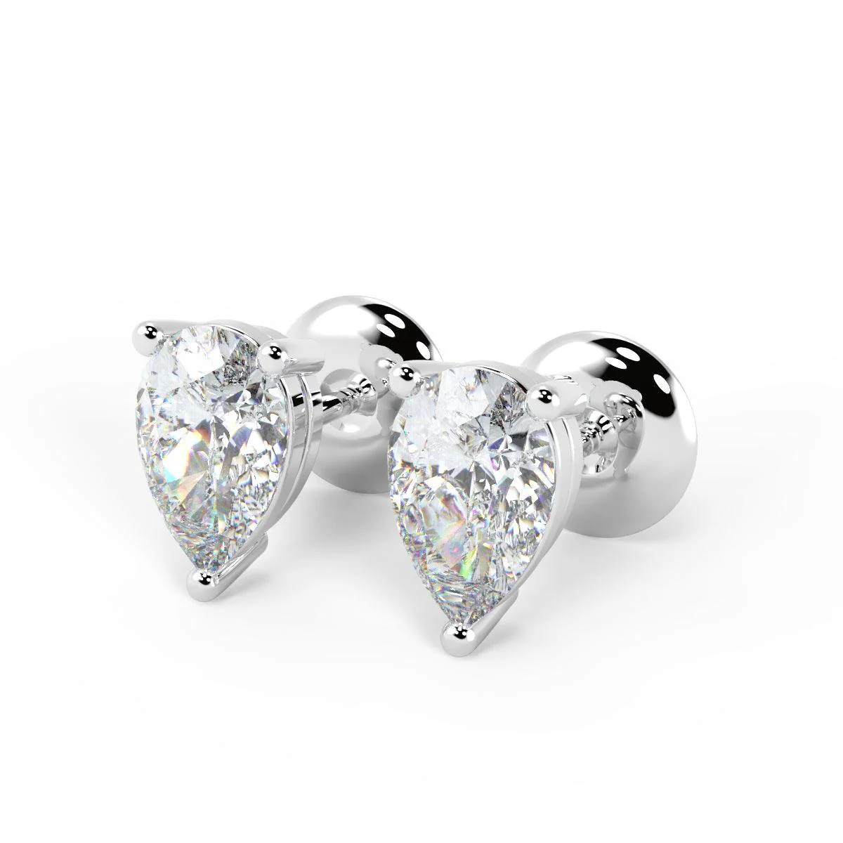 Best Quality D/VS Lab Grown Pear Diamond Stud Earrings in White Gold - 0.75Ct - 2.00ct - Image 4