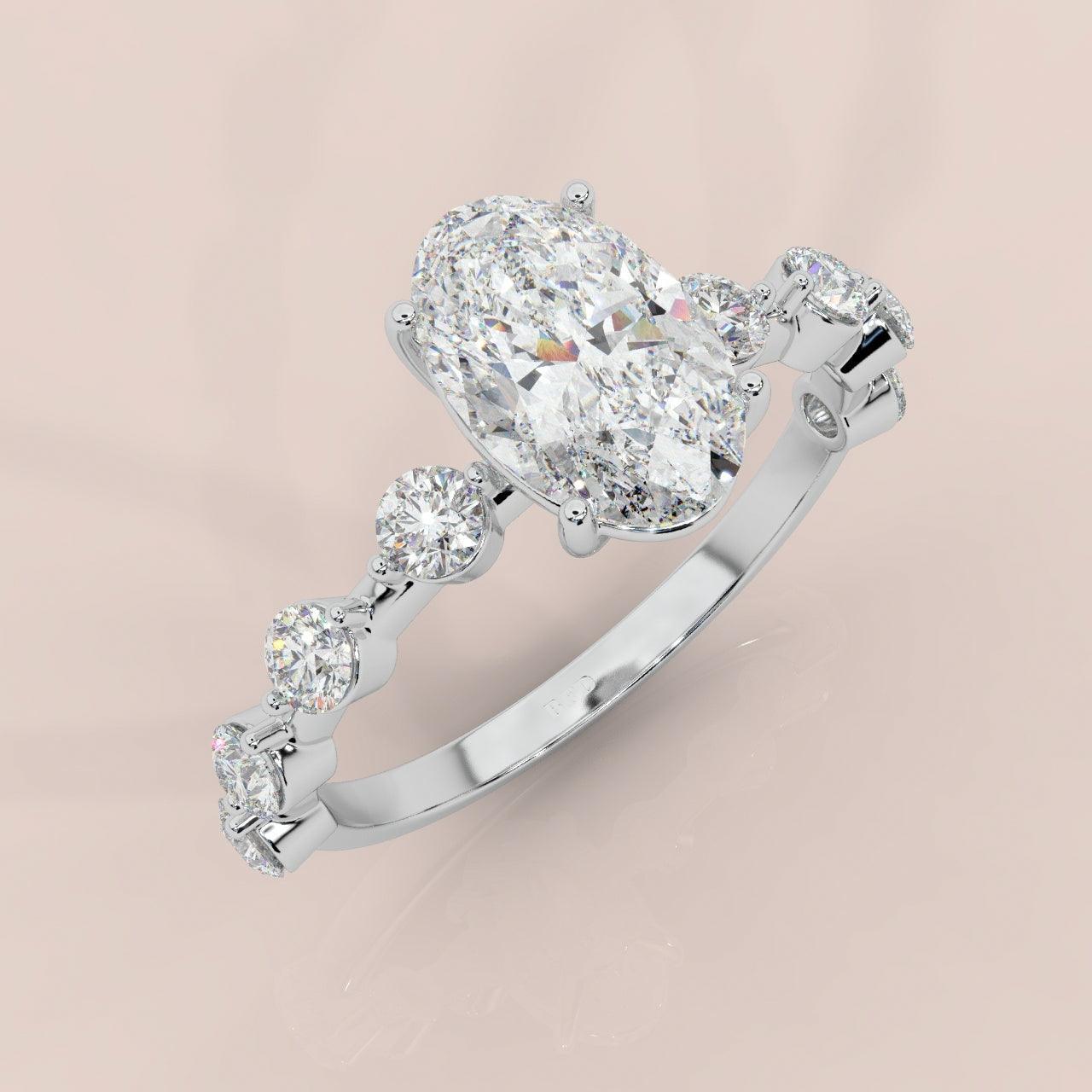 D/VS 3.50ct - 4.20Ct Oval Cut Diamond Designer Engagement Ring - Image 4