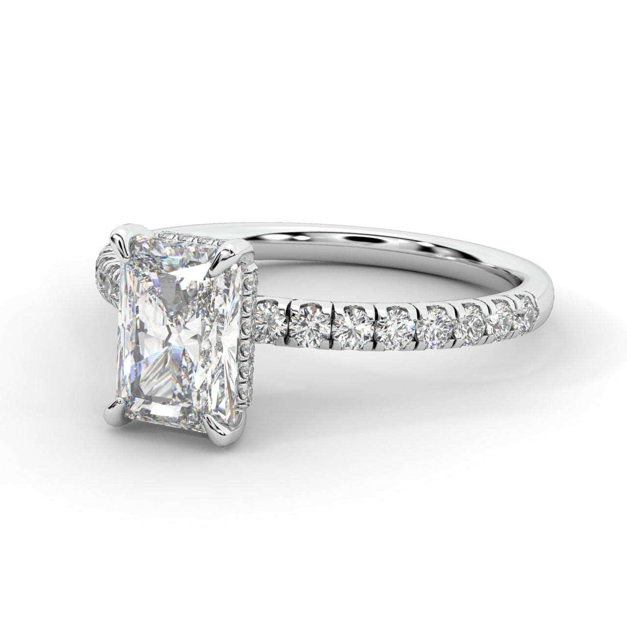 2.30CT IGI Certified Diamond Radiant Cut Hidden Halo Engagement Ring - Image 3