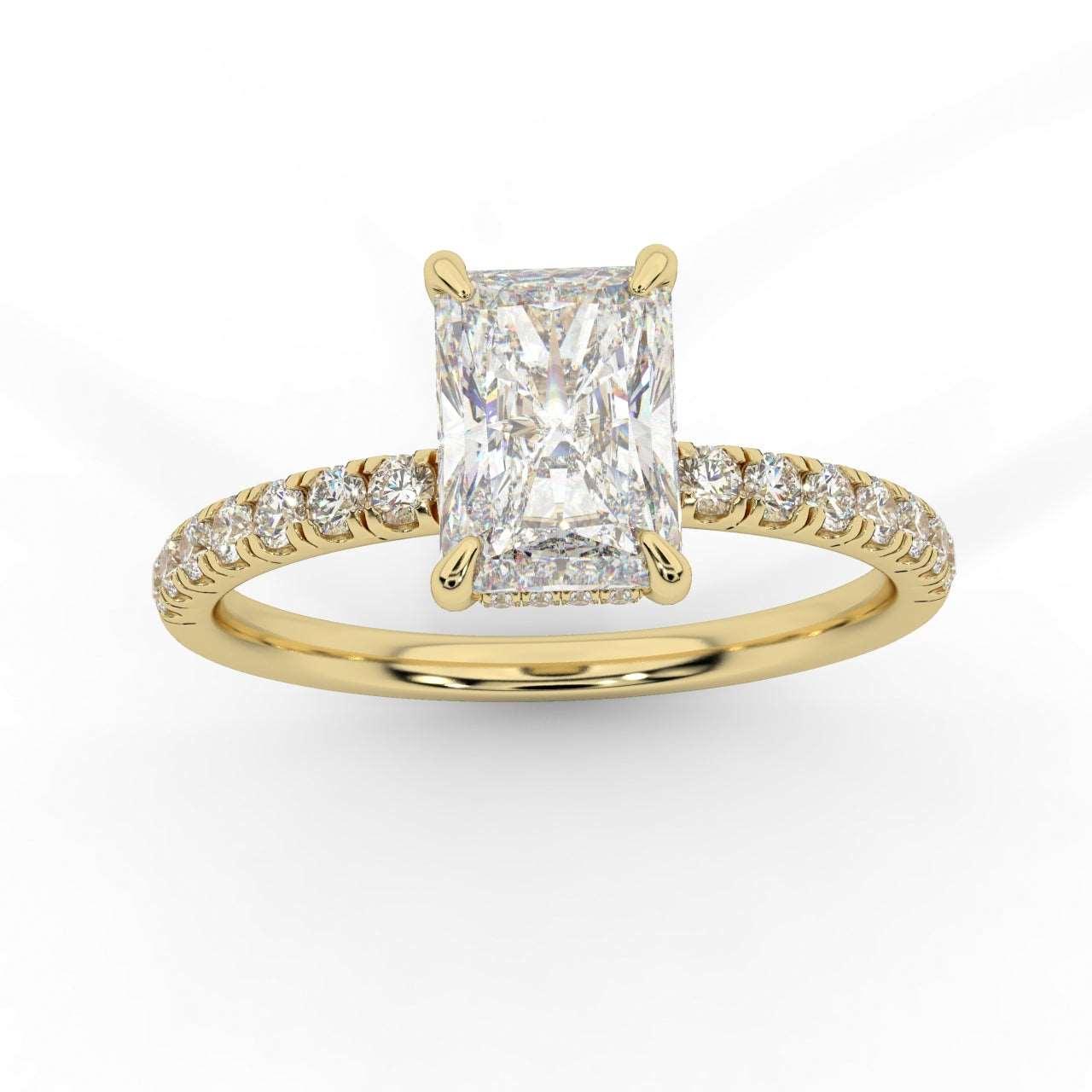 2.30CT IGI Certified Diamond Radiant Cut Hidden Halo Engagement Ring - Image 5