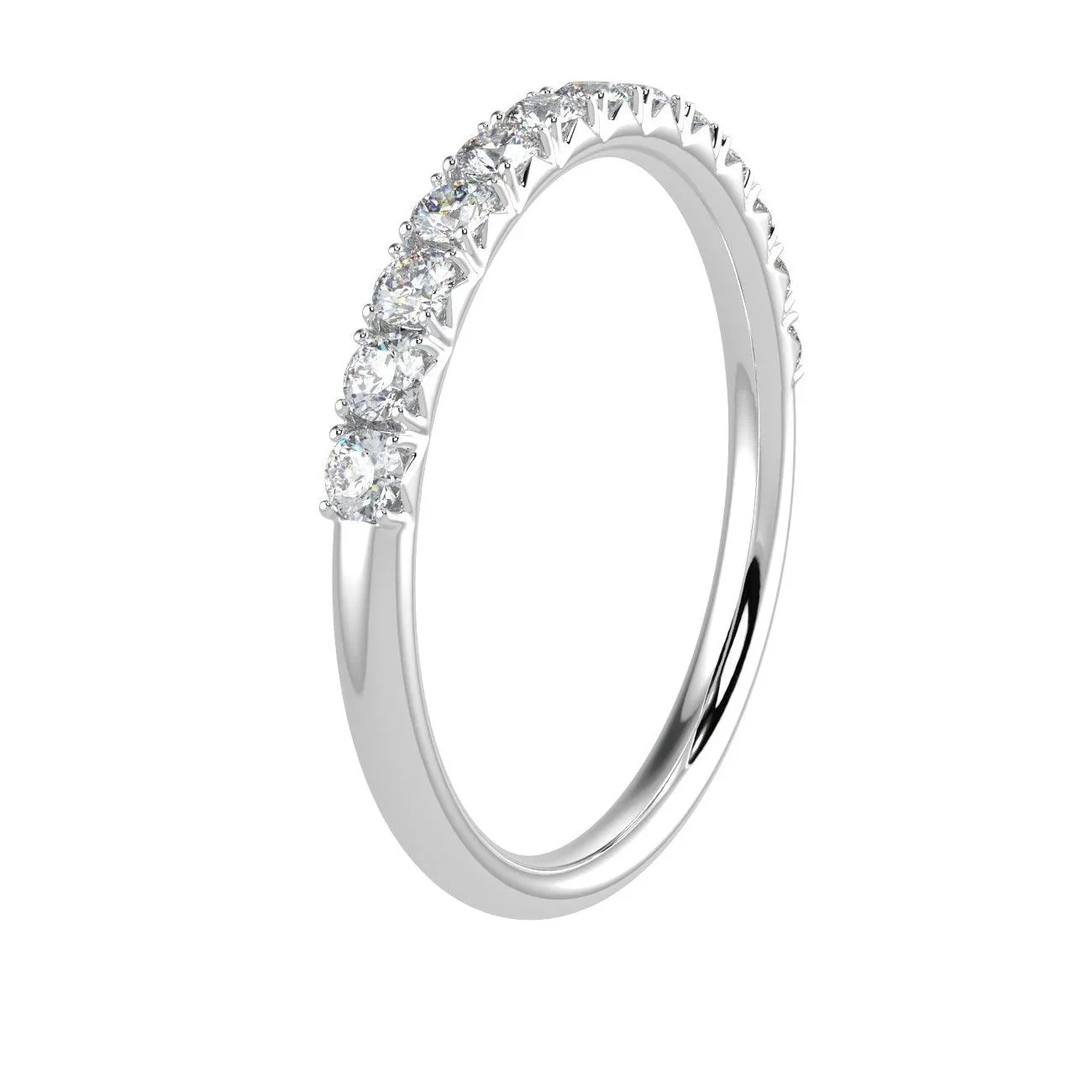2.5 mm - 0.50 ct F/VS French Pave Diamond Half Eternity Ring in Platinum/18K Gold - Image 2