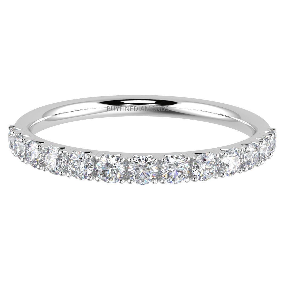 2.5 mm - 0.50 ct F/VS French Pave Diamond Half Eternity Ring in Platinum/18K Gold - Image 4