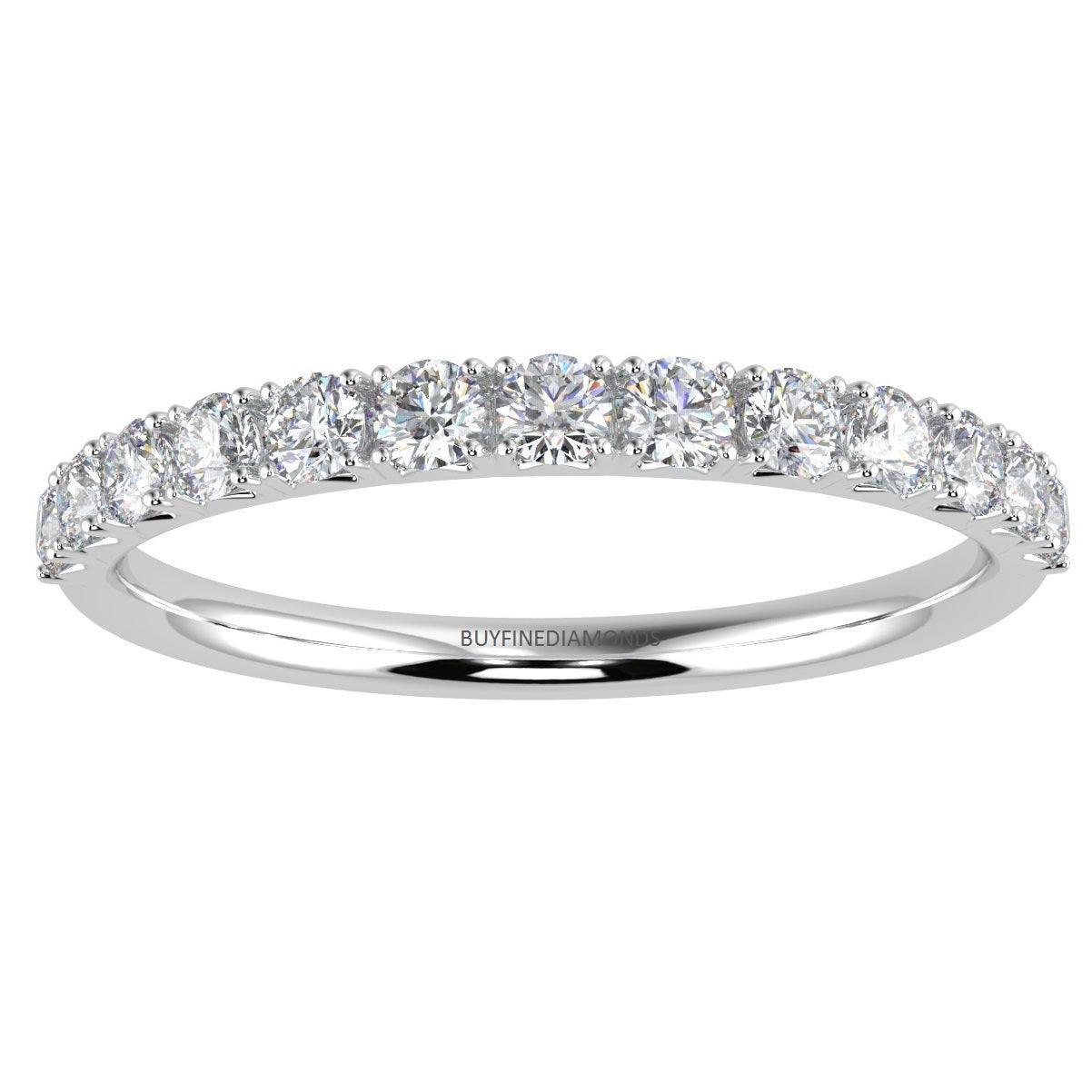 2.5 mm - 0.50 ct F/VS French Pave Diamond Half Eternity Ring in Platinum/18K Gold - Image 5
