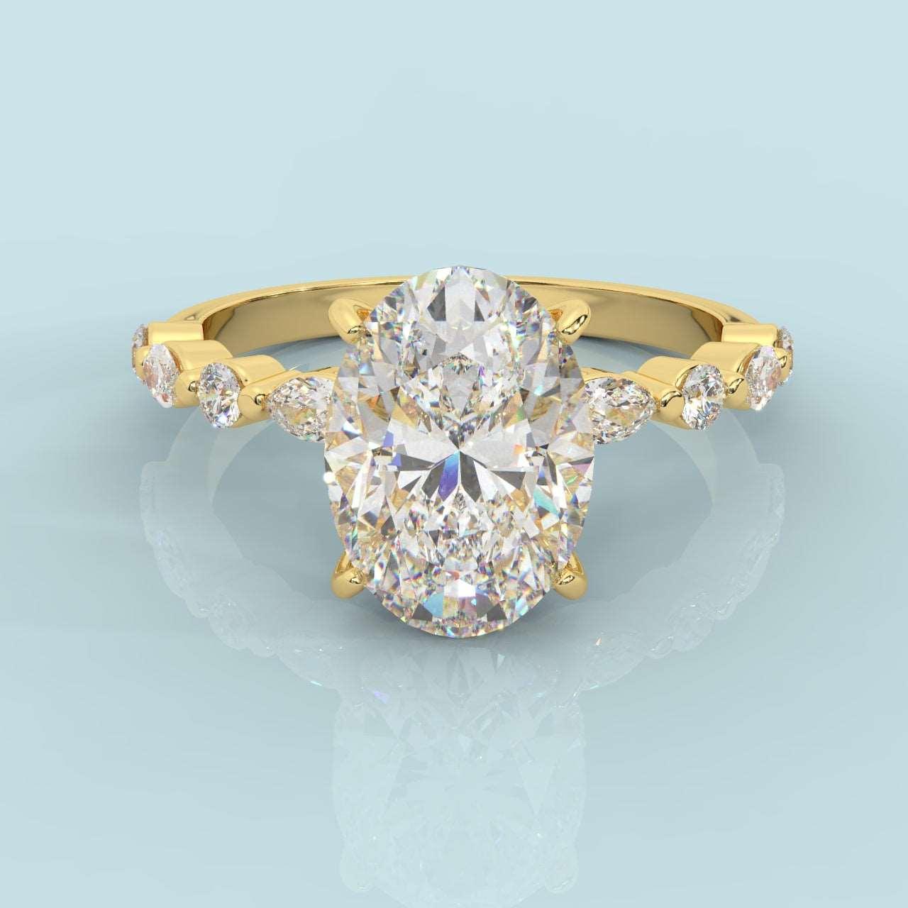 IGI Certified Diamond Oval Cut Hidden Halo Engagement Ring - Image 7