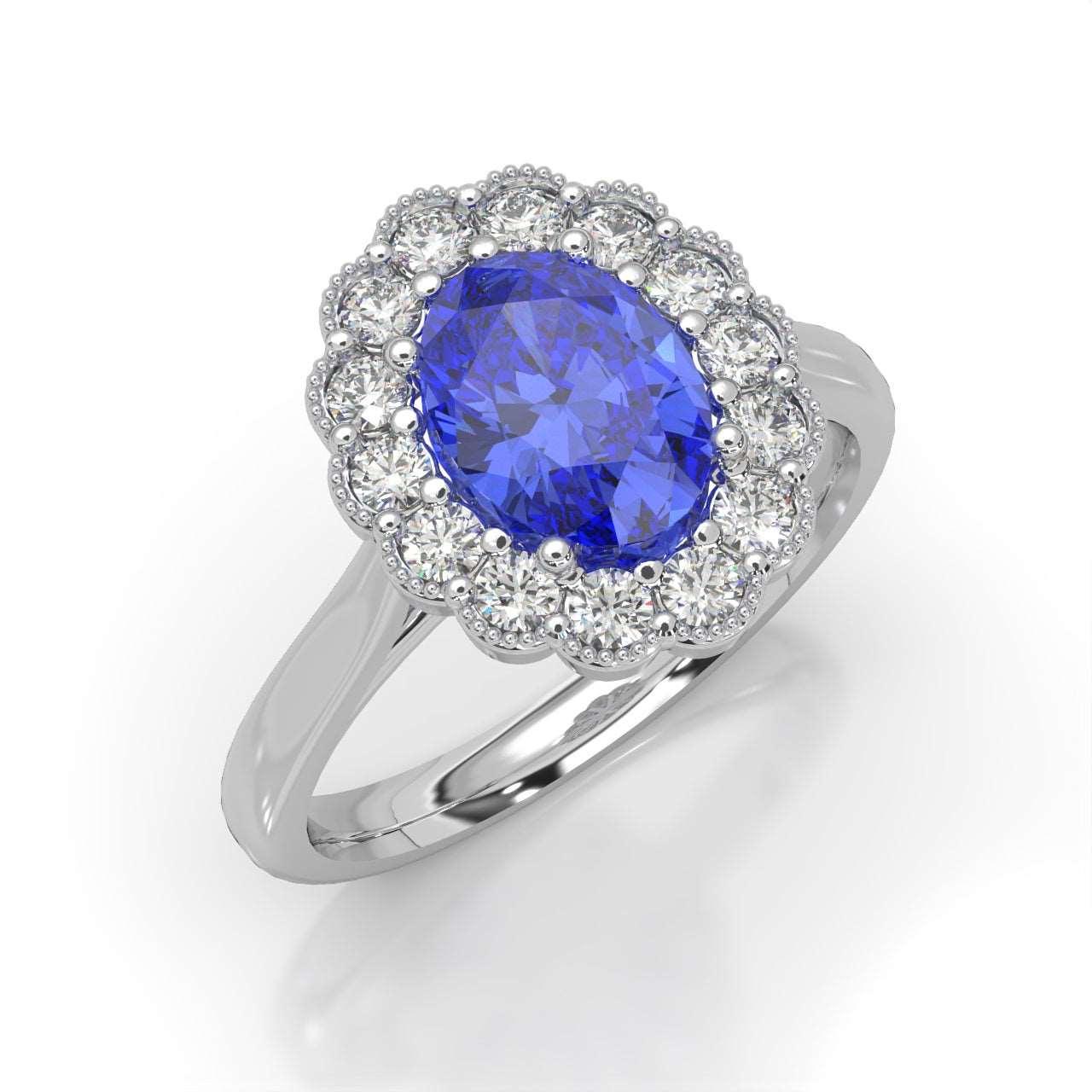 2.50Ct Tanzanite & Diamond Halo Engagement Ring In Heavy Platinum - Image 3