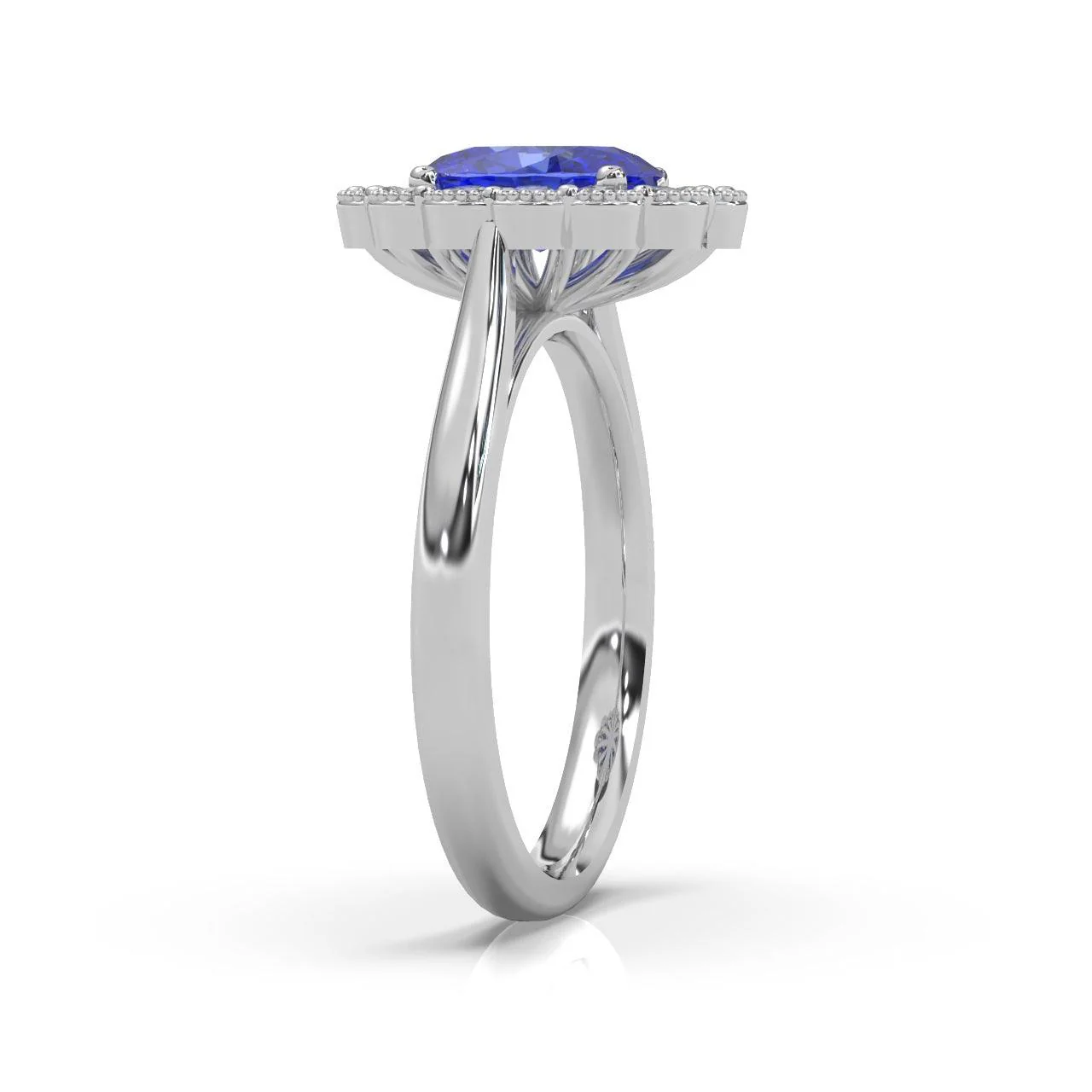 2.50Ct Tanzanite & Diamond Halo Engagement Ring In Heavy Platinum - Image 4