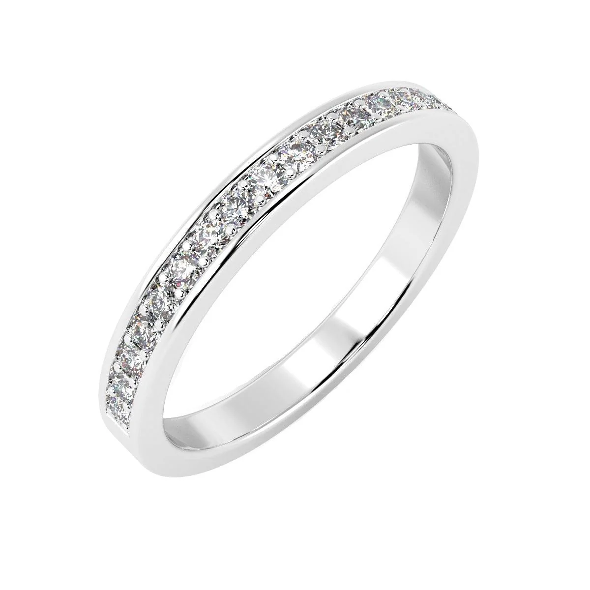 D/VVS Lab Diamond 0.50Ct Half Eternity Ring in Platinum / Gold - 2.5mm - Image 2