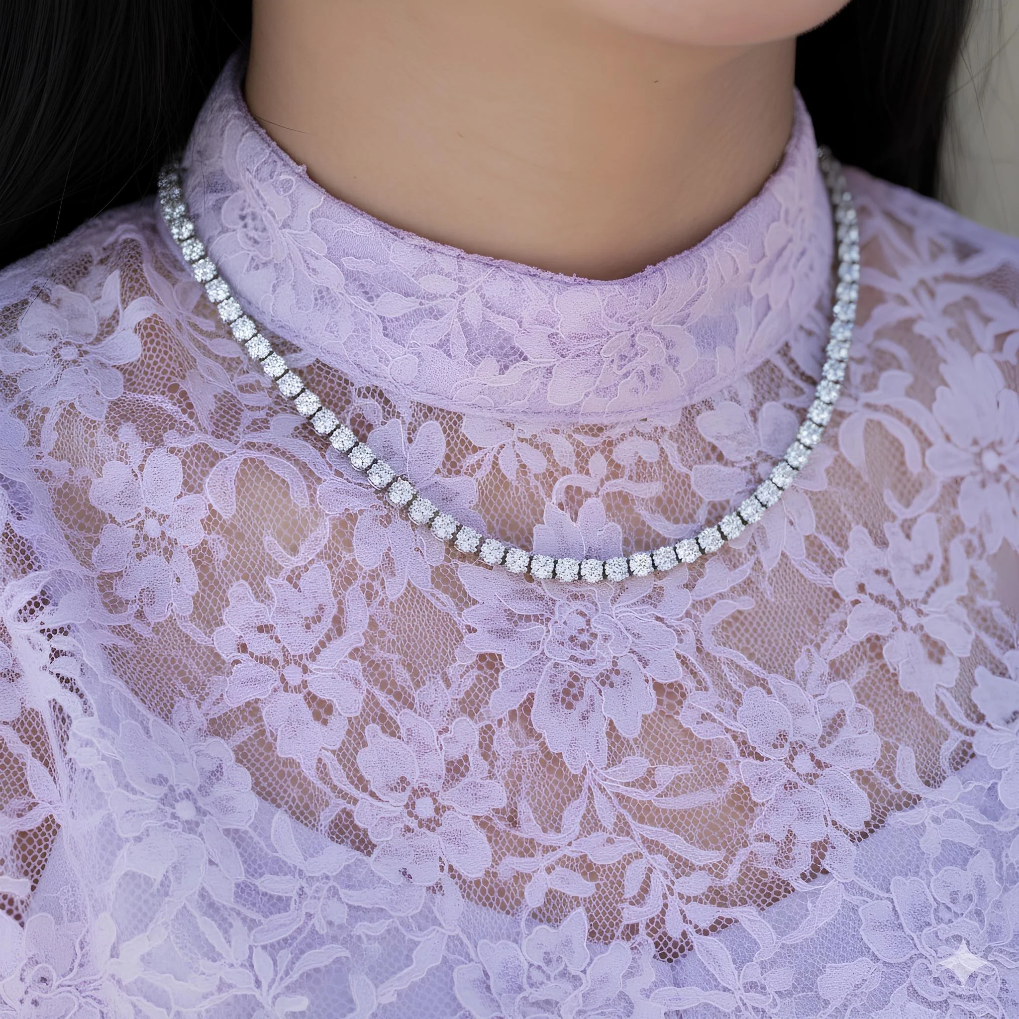 22ct Round Lab Diamond Tennis Necklace – 9K Gold, D/VVS - Image 5
