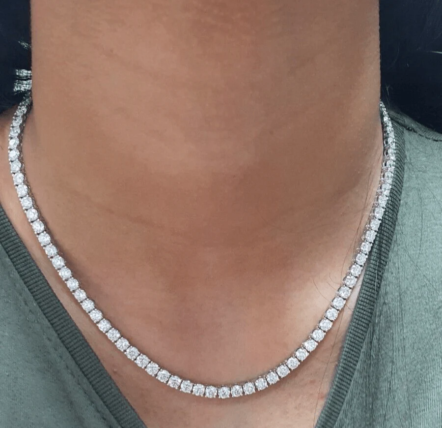 22ct Round Lab Diamond Tennis Necklace – 9K Gold, D/VVS - Image 7