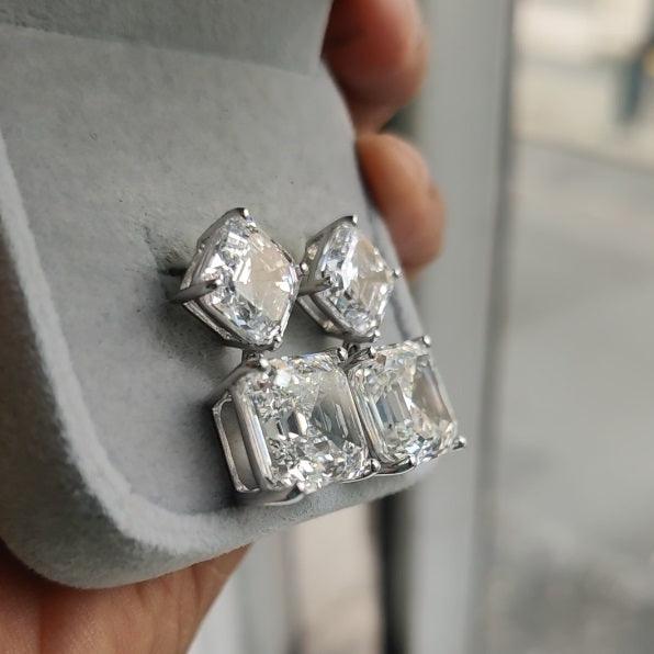 Last Piece ! Certified Huge 26.30Ct Asscher Diamond Dangle Earrings in Platinum 14.20Gram - Image 2