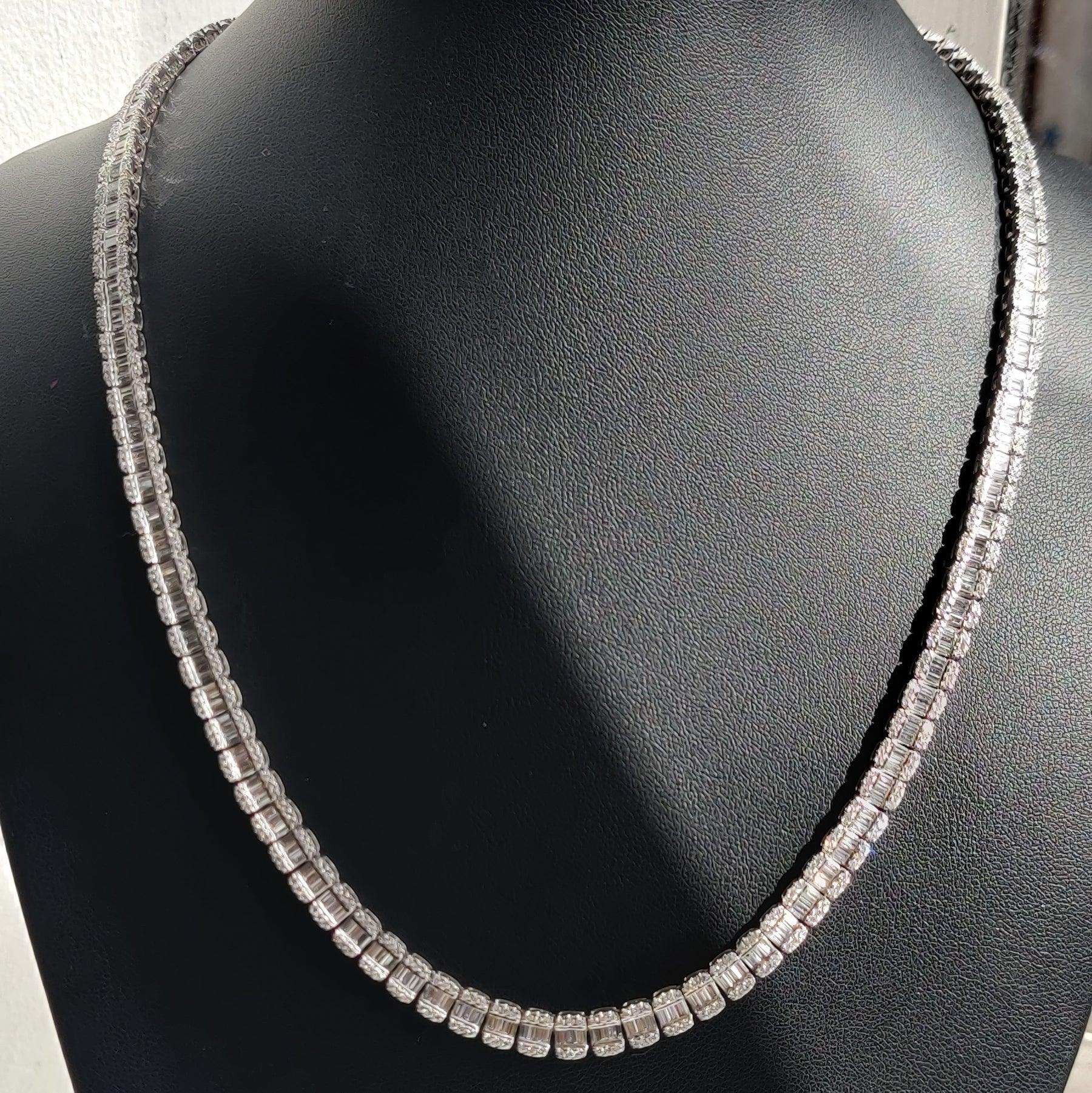 28ct Baguette & Round Lab Diamond Designer Necklace – White Gold, D/VVS - Image 3