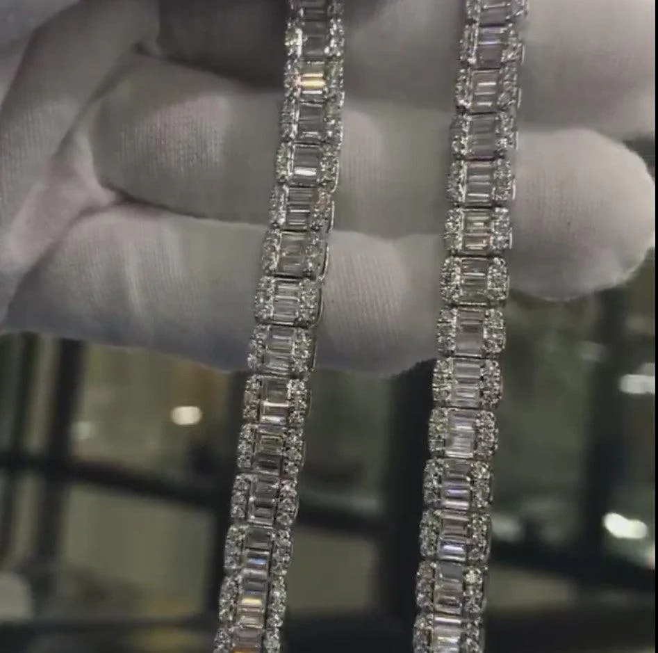 28ct Baguette & Round Lab Diamond Designer Necklace – White Gold, D/VVS - Image 5