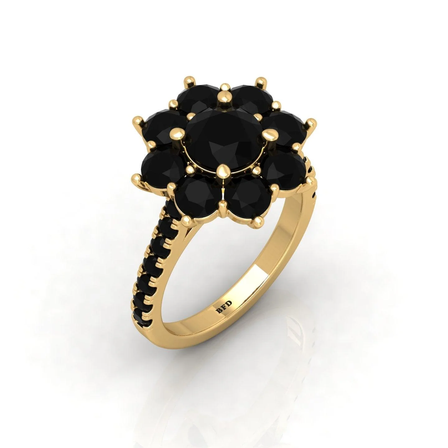 3.00 Carat AAA Black Round Diamond Cluster Engagement Ring For Women - Image 2