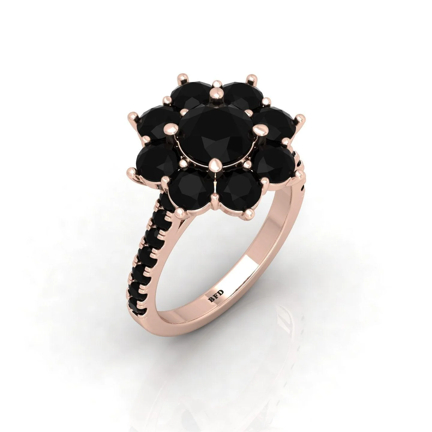 3.00 Carat AAA Black Round Diamond Cluster Engagement Ring For Women - Image 3