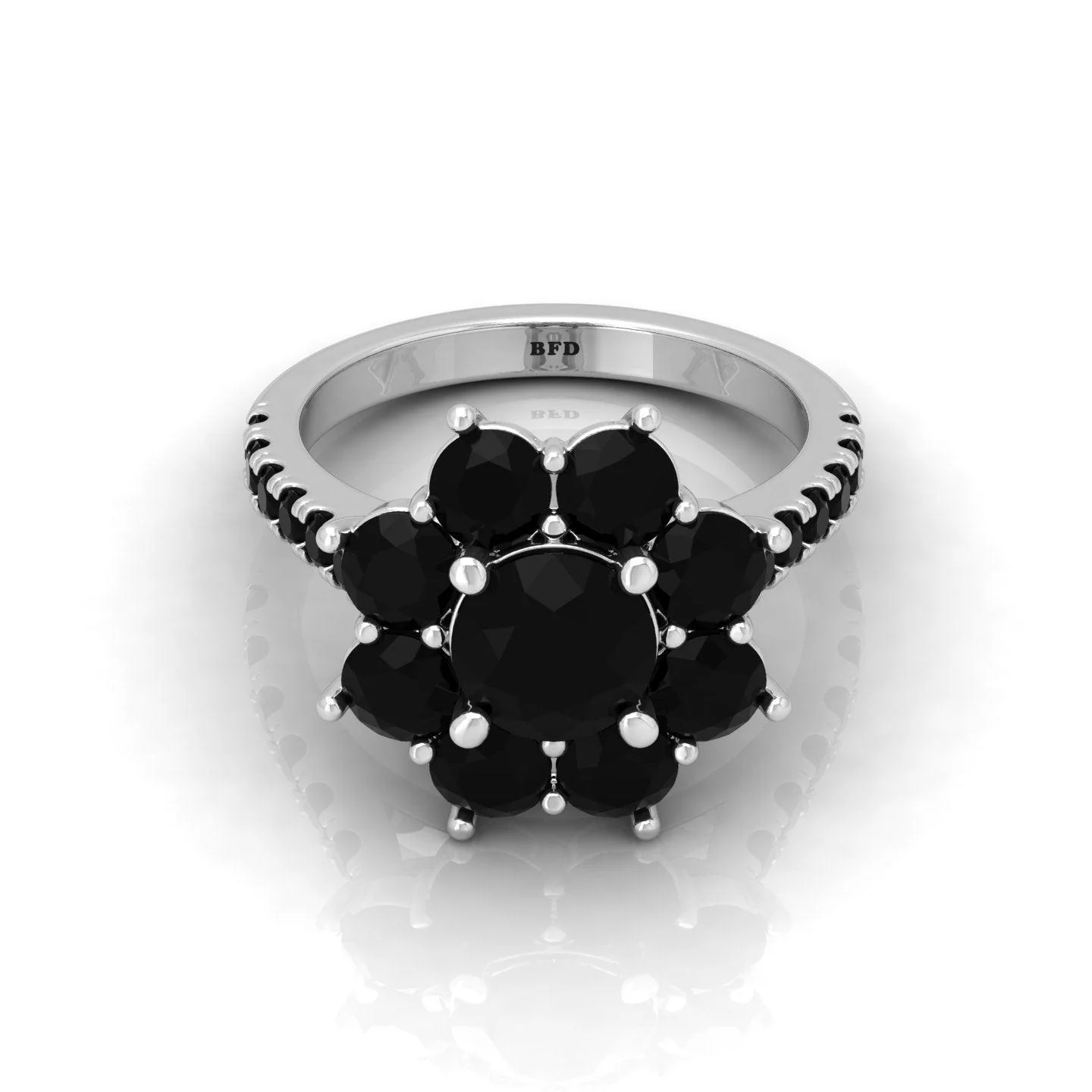3.00 Carat AAA Black Round Diamond Cluster Engagement Ring For Women - Image 4