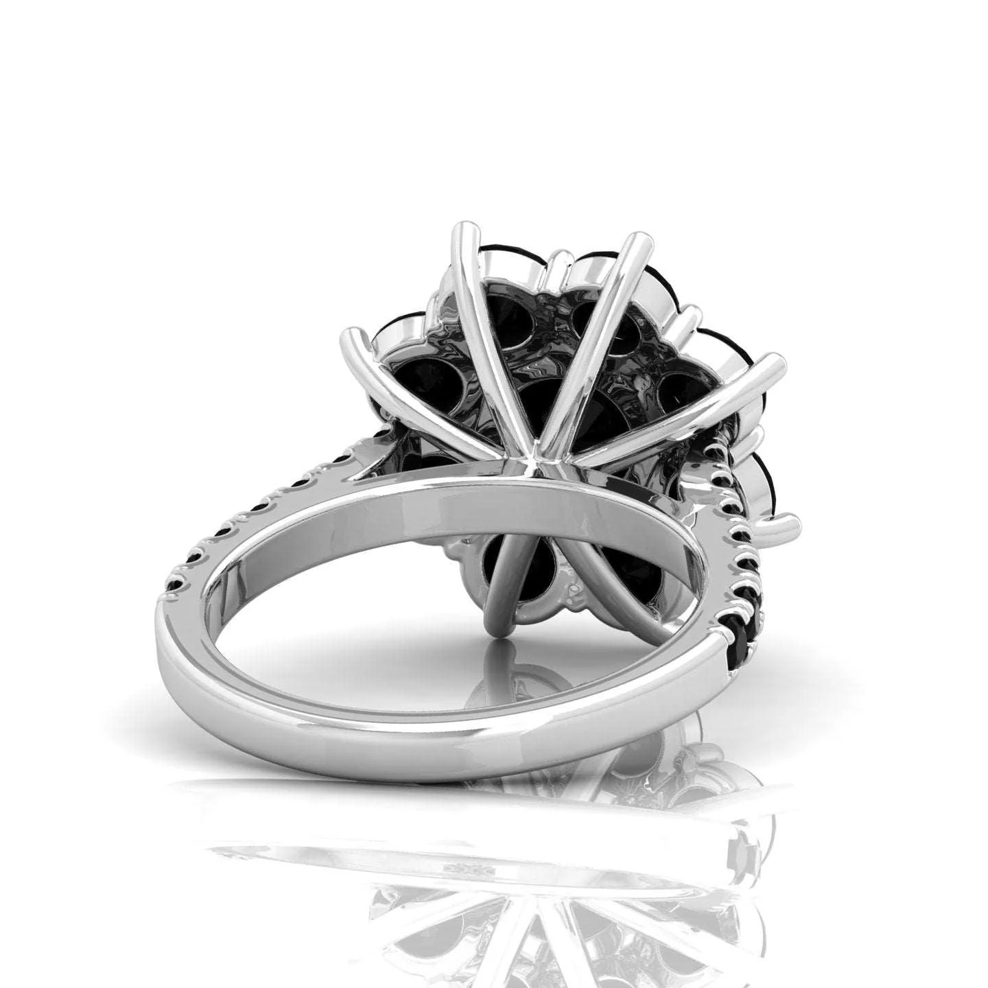 3.00 Carat AAA Black Round Diamond Cluster Engagement Ring For Women - Image 6