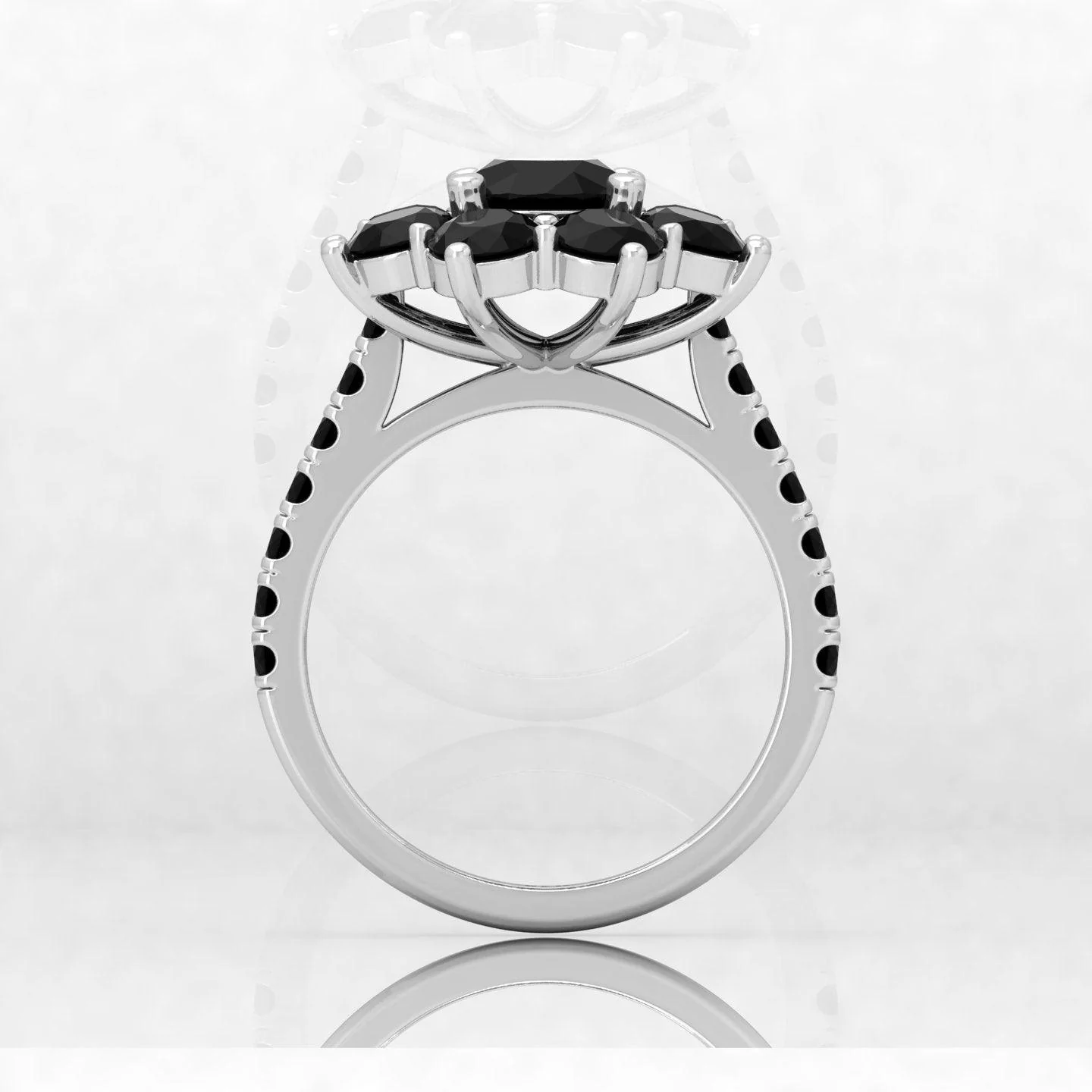 3.00 Carat AAA Black Round Diamond Cluster Engagement Ring For Women - Image 7