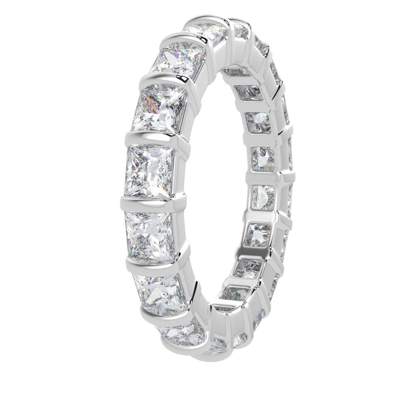 3.00 ct F/VS Princess Diamond Bar Set Full Eternity Ring in Platinum/18K Gold - Image 2