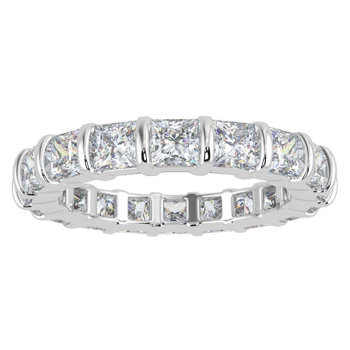 3.00 ct F/VS Princess Diamond Bar Set Full Eternity Ring in Platinum/18K Gold - Image 4