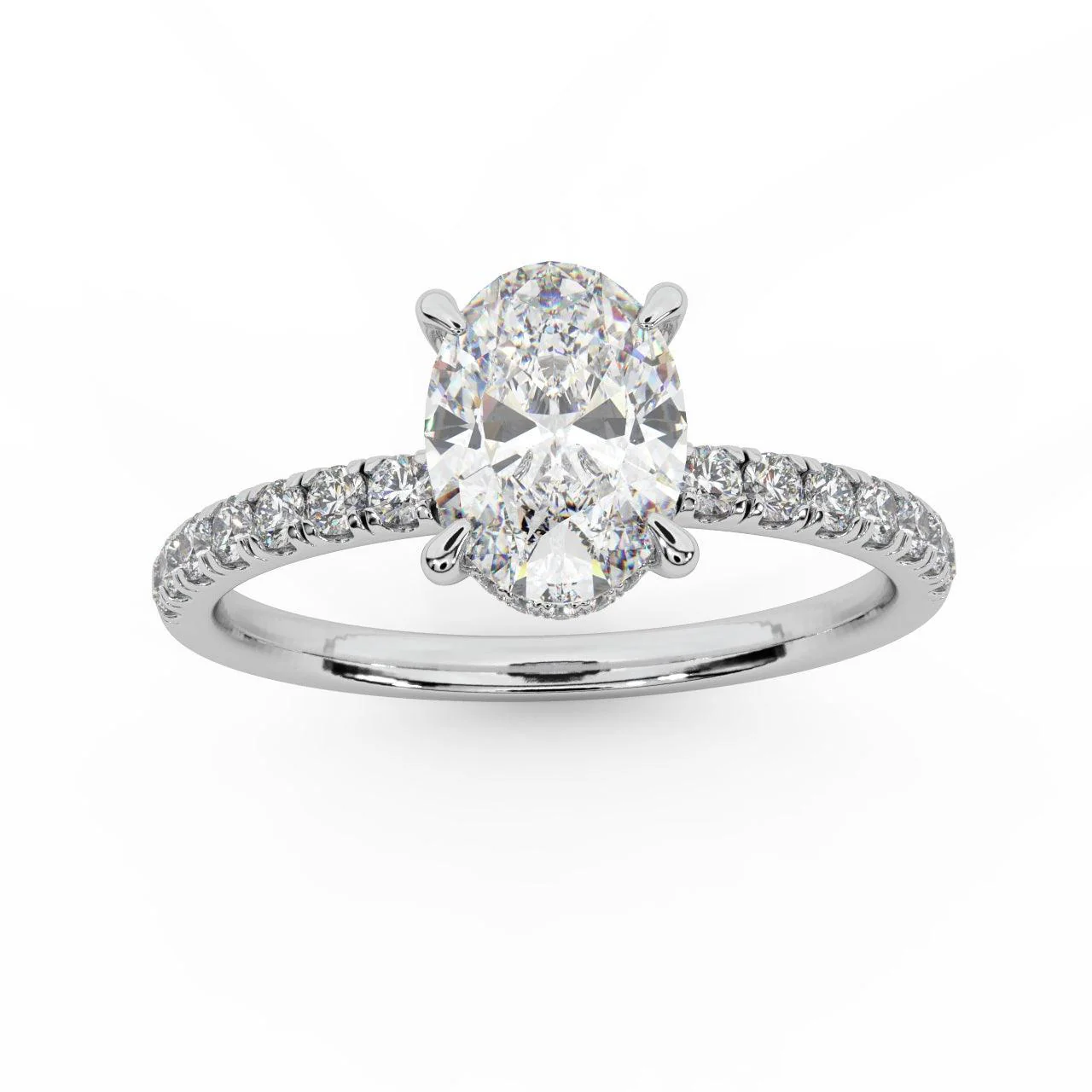 E/VS 2.50Ct - 3.50CT IGI Certified Diamond Oval Cut Hidden Halo Engagement Ring - Image 6