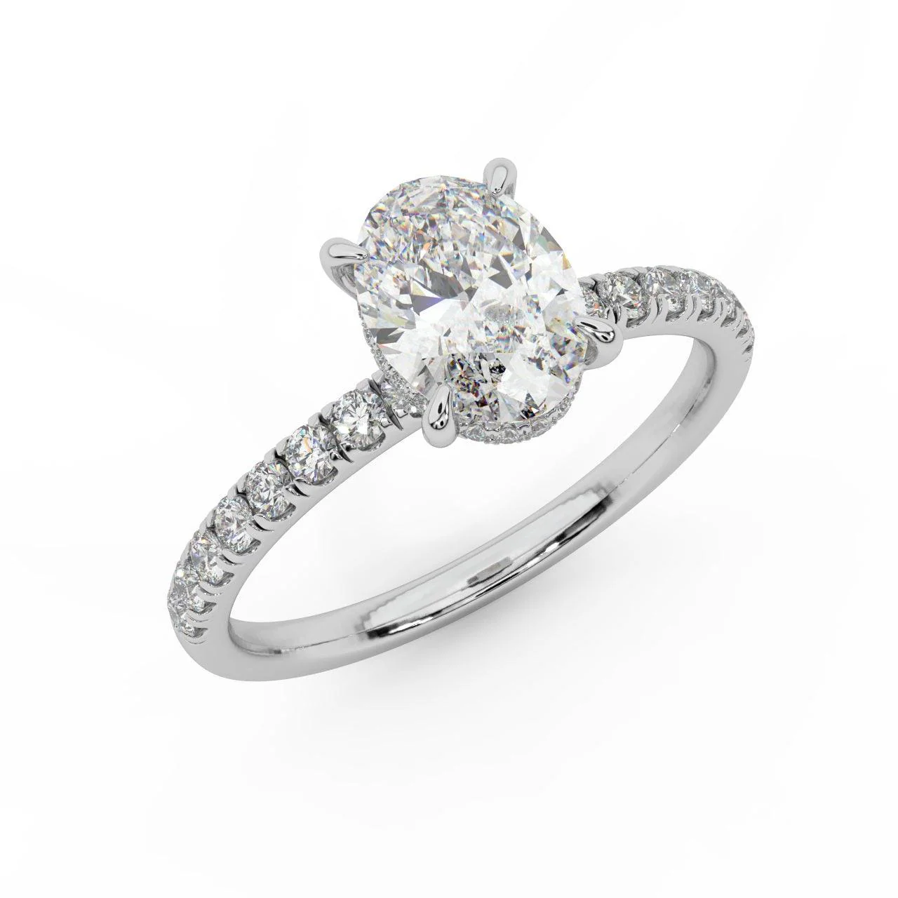 E/VS 2.50Ct - 3.50CT IGI Certified Diamond Oval Cut Hidden Halo Engagement Ring - Image 8