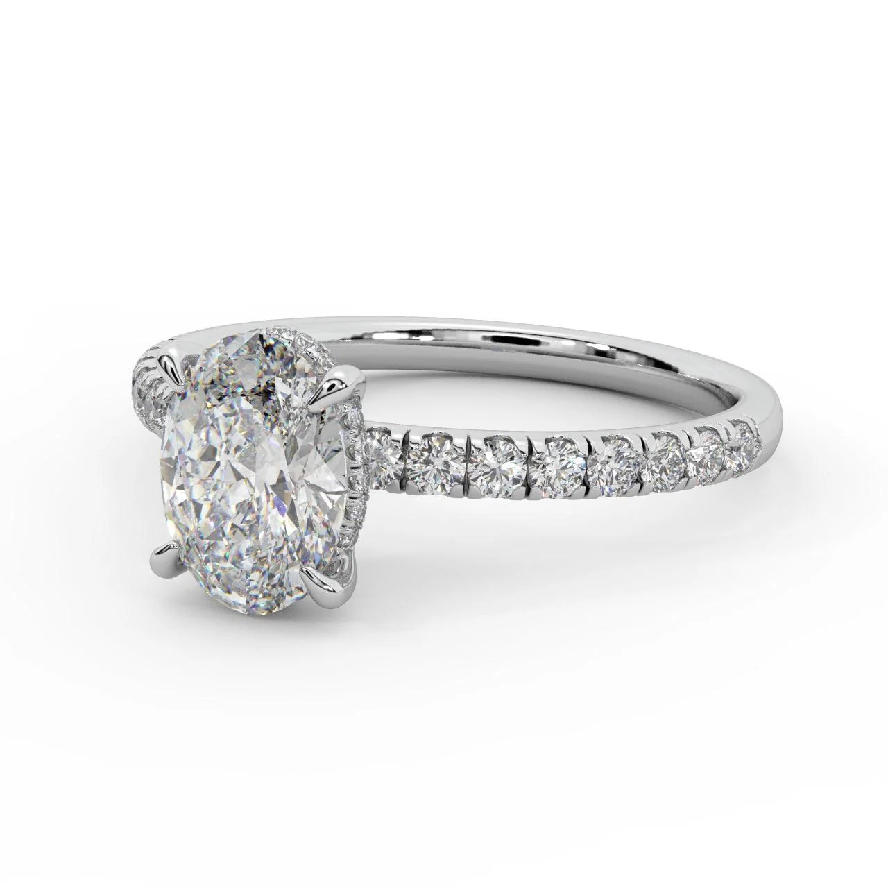 E/VS 2.50Ct - 3.50CT IGI Certified Diamond Oval Cut Hidden Halo Engagement Ring - Image 9