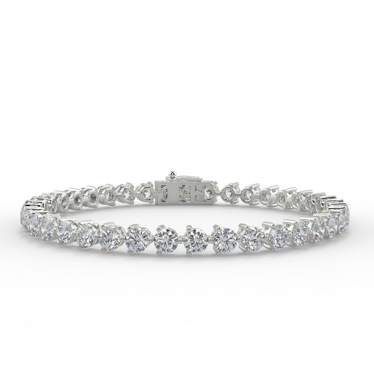 3.00Ct - 7.00ct D/VS Lab Round Diamond 3 Prong Tennis Bracelet in White Gold - Image 10